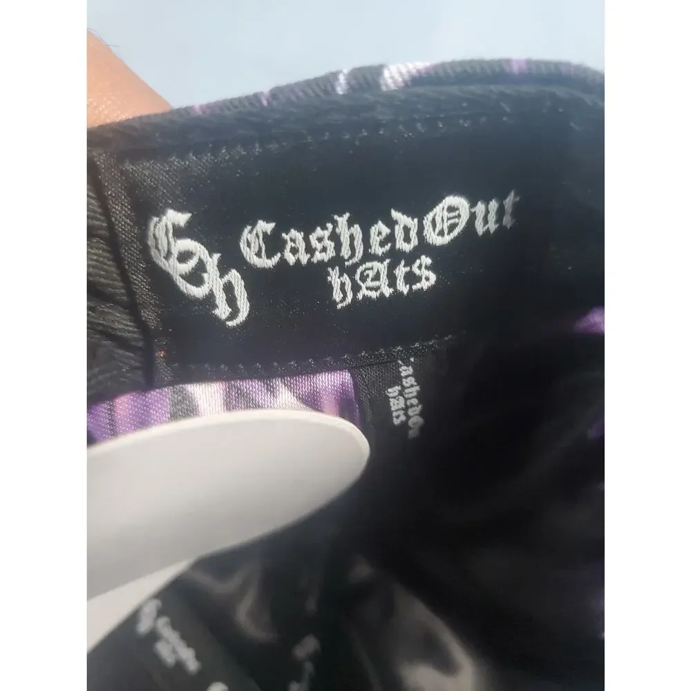 CASHED OUT HATS Purple Flame Black Purple Snapback Hat Skull Full Set COFLAMES